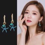 Zircon Blue Starfish Earrings Ear Buckle Women Fashion – Stylish Gifts — 1