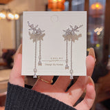 Silver Needle Long Fringed Zircon Earrings – Thoughtful Gifts — 12