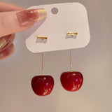 Red Cherry Earrings Long Cherry Earrings – Everyday Gifts — 3