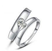 Silver heart diamond ring couple love wedding ring – Gifts for Couples — 1