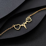 Cat Paw Cardiogram Beating Heart Pendant Bracelet – Jewelry Gift Ideas — 5