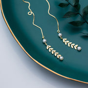 Pearl leaf tassel earrings – Surprise Gifts — 8