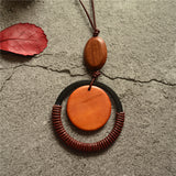 Circle leather rope wooden pendant – Jewelry Gift Ideas — 6