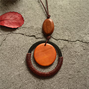 Circle leather rope wooden pendant – Jewelry Gift Ideas — 6