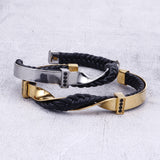Stainless steel leather bracelet – Jewelry Gift Ideas — 3