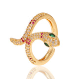 Copper Plated Genuine Gold Snake Shaped Diamond Ring – Stylish Gifts — 6