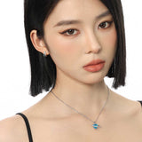 Light Luxury Minority Zircon Blue 925 Sterling Silver – Gifts for Her — 7