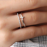Simple Multi-layer Cross Gold-plated Inlaid Ring – Practical Gifts — 2