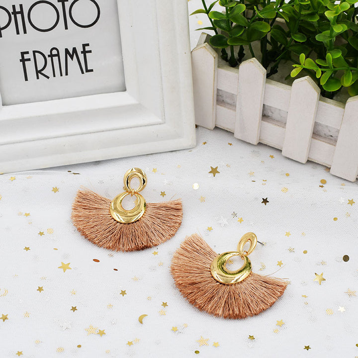 Water Drop Fan-shaped Tassel Earrings – Birthday Gifts — 1