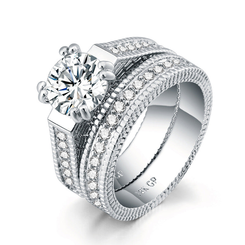 Fashionable Ladies Engagement Ring Set With Zircon – Gifts for Couples — 1