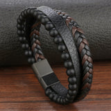 Natural Stone Volcanic Stone Leather Bracelet – Jewelry Gift Ideas — 3