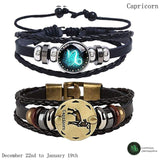 Men's Leather Personality Vintage Zodiac Bracelet – Jewelry Gift Ideas — 14