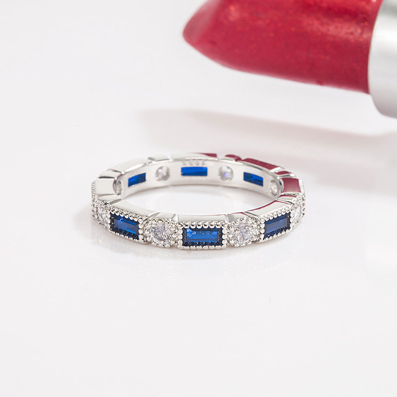 Fashion Inlaid Blue Crystal Small Ring – Stylish Gifts — 1