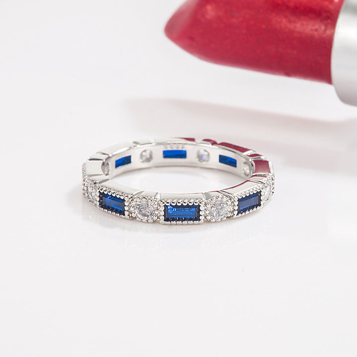 Fashion Inlaid Blue Crystal Small Ring – Stylish Gifts — 1