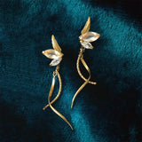 Synthetic Opal White Zirconium Earrings – Thoughtful Gifts — 1