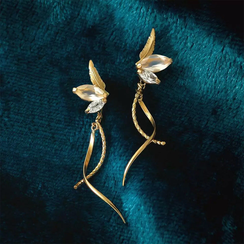 Synthetic Opal White Zirconium Earrings – Thoughtful Gifts — 1