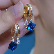 Blue Cube Sugar Crystal Earrings Temperament Ear Clip – Surprise Gifts — 4