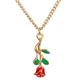 Creative Drop Red Rose Flower Pendant Necklace – Jewelry Gift Ideas — 8