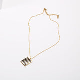 Black And White Plaid Heart Necklace Women's – Jewelry Gift Ideas — 1