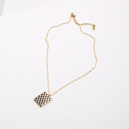 Black And White Plaid Heart Necklace Women's – Jewelry Gift Ideas — 1
