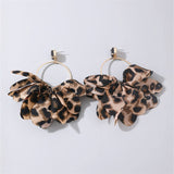 Exaggerated Fabric Leopard Print Earrings Circle – Gifts for Her — 4