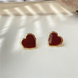 Enamel Red Heart Earrings 18K Gold Stud Earrings – Gifts for Her — 6