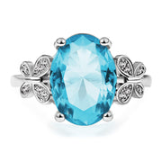Oversized Sea Blue Zircon Ladies Ring Simple Bow – Holiday Gift Ideas — 1