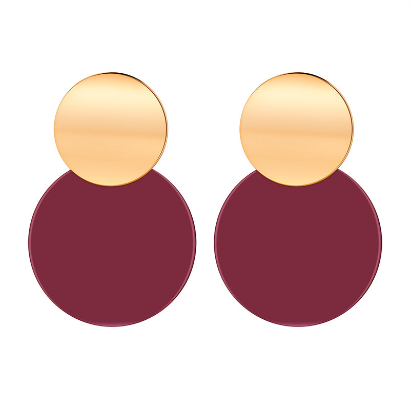 Red Lovely Geometric Pendant Gold Earrings – Jewelry Gift Ideas — 1