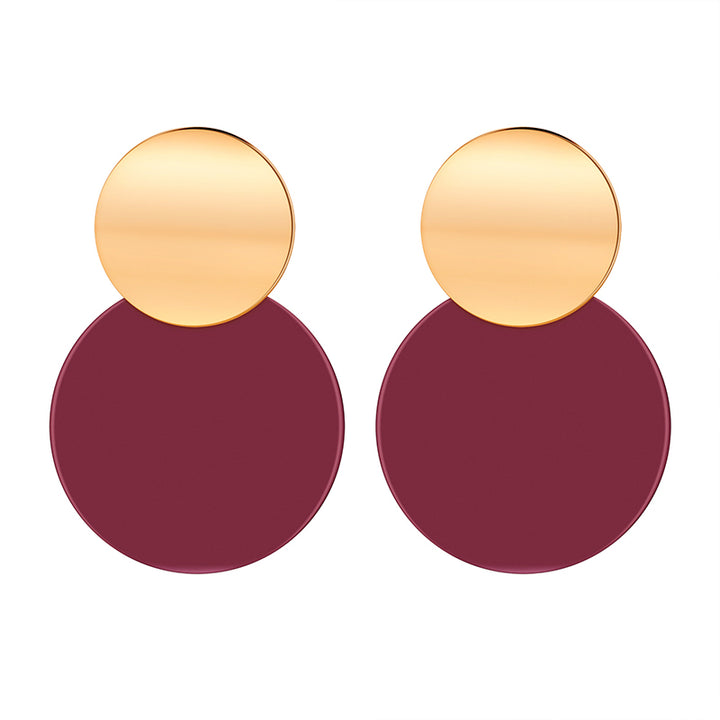 Red Lovely Geometric Pendant Gold Earrings – Jewelry Gift Ideas — 1