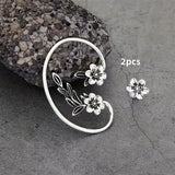Asymmetric Vintage Plant Flower Ear Hook Earrings – Unique Gift Ideas — 3