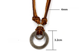 Fashion new metal double ring cowhide necklace – Stylish Gifts — 2