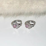 Female Diamond Studded Love Cat Foot Earrings – Gifts for Her — 2