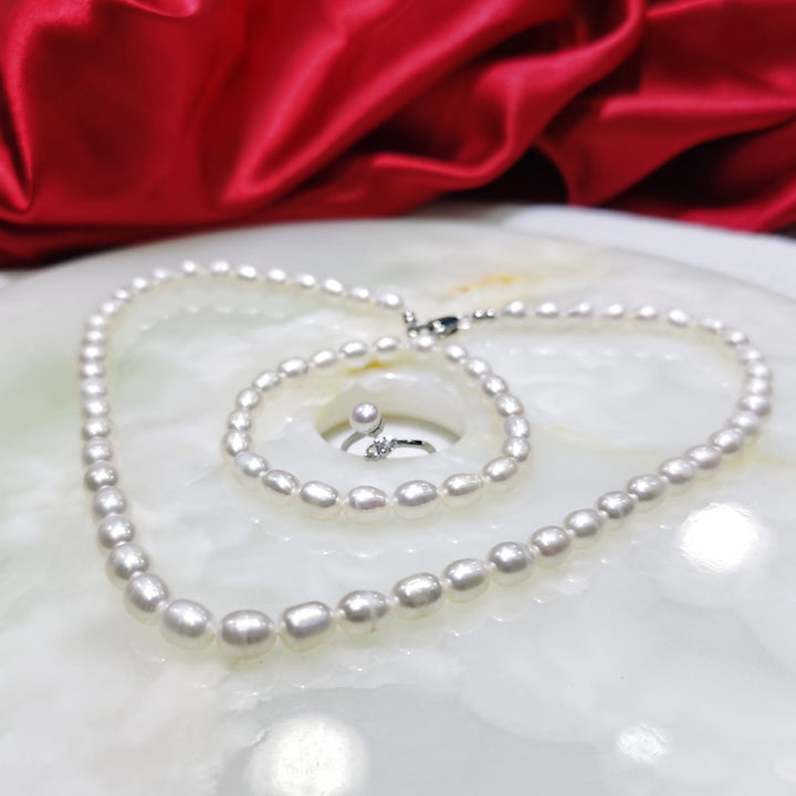 Three Piece Jewelry Pearl Necklace Bracelet Ring – Jewelry Gift Ideas — 1