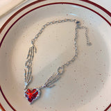 Personalized Punk Dark Red Love Pendant Necklace – Jewelry Gift Ideas — 2