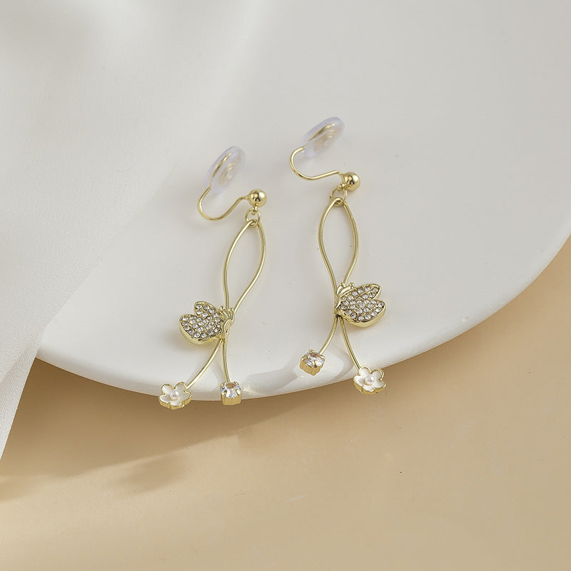 Elegant Butterfly Earrings Long Slimming Flower – Useful Gifts — 1