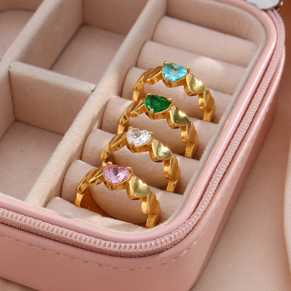 Zircon Ring In Stainless Steel Plated 18K Gold – Holiday Gift Ideas — 1