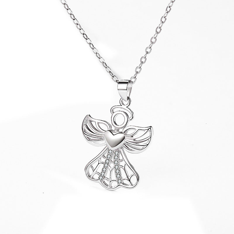 S925 Sterling Silver Necklace Angel Pendant – Jewelry Gift Ideas — 1