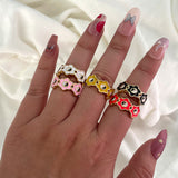 Women's Alloy Drip Oil Color Flower Bagua Ring – Gifts for Her — 2