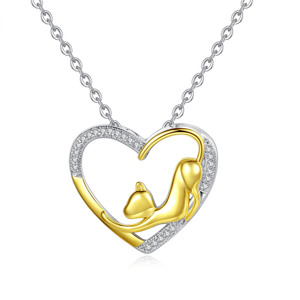 Animal Shape Gold-plated Pendant Cat Heart – Jewelry Gift Ideas — 1