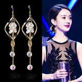 Wavy long crystal earrings – Meaningful Gifts — 3