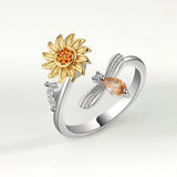 Sunflower Rotating Ring Set With Diamond Simple – Small Gift Ideas — 5
