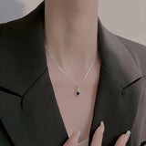 Fashion Square Black Zircon Necklace – Jewelry Gift Ideas — 4