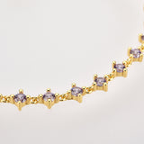 925 Sterling Silver Purple Stone Chain Bracelet – Jewelry Gift Ideas — 4