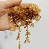 Long Metal Flower Tassel Earrings Necklace Set – Jewelry Gift Ideas — 1