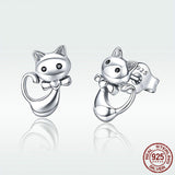 Cat Earrings S925 Sterling Silver Simple Personality – Cat Lover Gifts — 3
