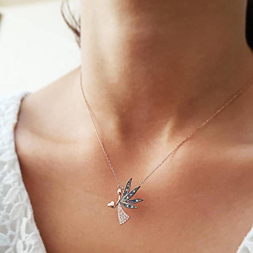Simple Crystal Pendant Angel Clavicle Chain – Jewelry Gift Ideas — 1