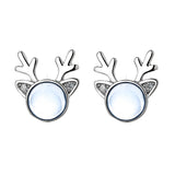 Moonstone Elk Blue Flash Drill Antler Earrings – Gifts for Her — 1