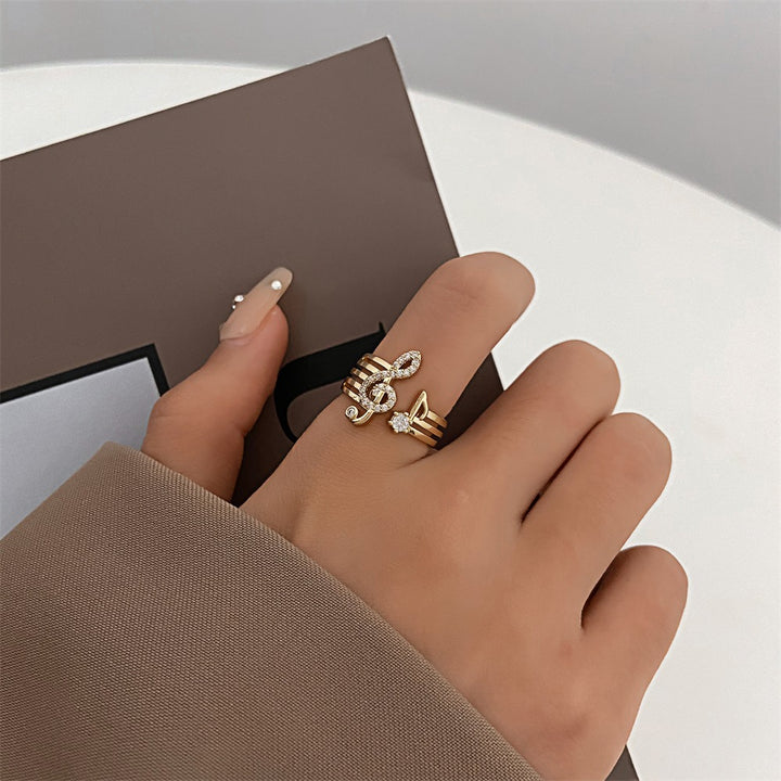 Fashion Micro Set Zircon Music Symbol Ring – Stylish Gifts — 1