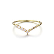 V-shaped Natural Pearl Zircon Ring Girl – Gifts for Kids — 6