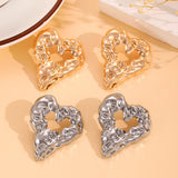 Pleated Lava Hollow Heart-shaped Earrings – Gifts for Couples — 2
